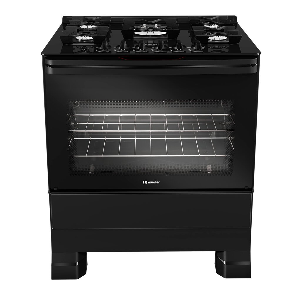 Fogão à Gás 5 Bocas Mueller, Preto Fosco MFV5BF