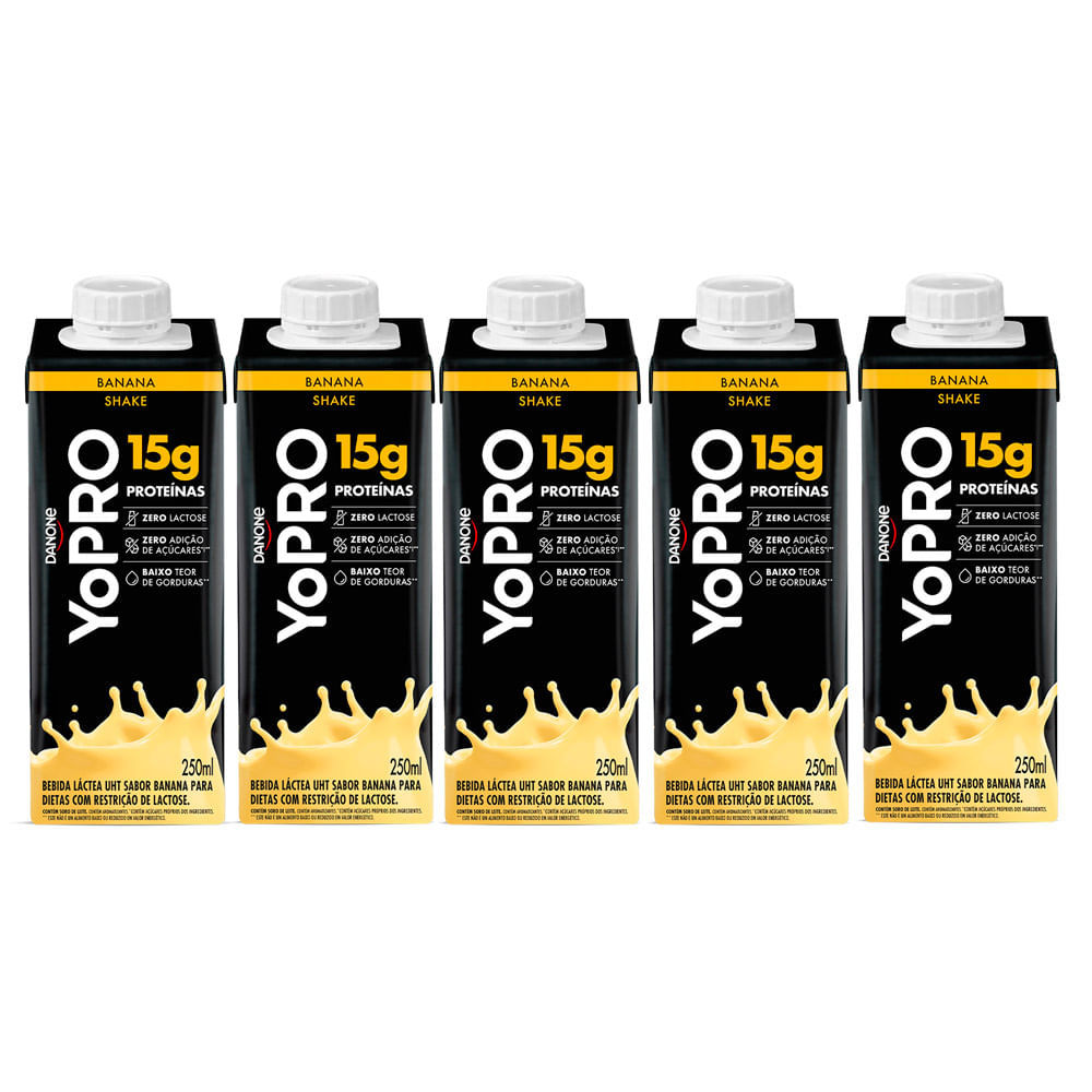 Kit 5 YoPRO Bebida Láctea UHT Banana 15g de proteínas 250ml em Oferta na Shopee