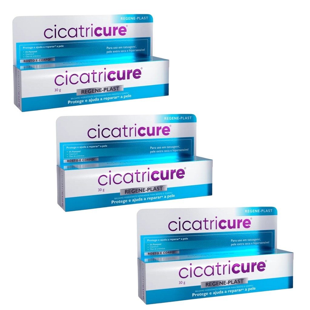 KIT C/3 HIDRATANTE CICATRICURE REGENE-PLAST 30G em Oferta na Shopee