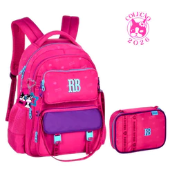 Kit Mochila de Costas com Pochete Removível e Estojo Rebecca Bonbon Cor:Rosa