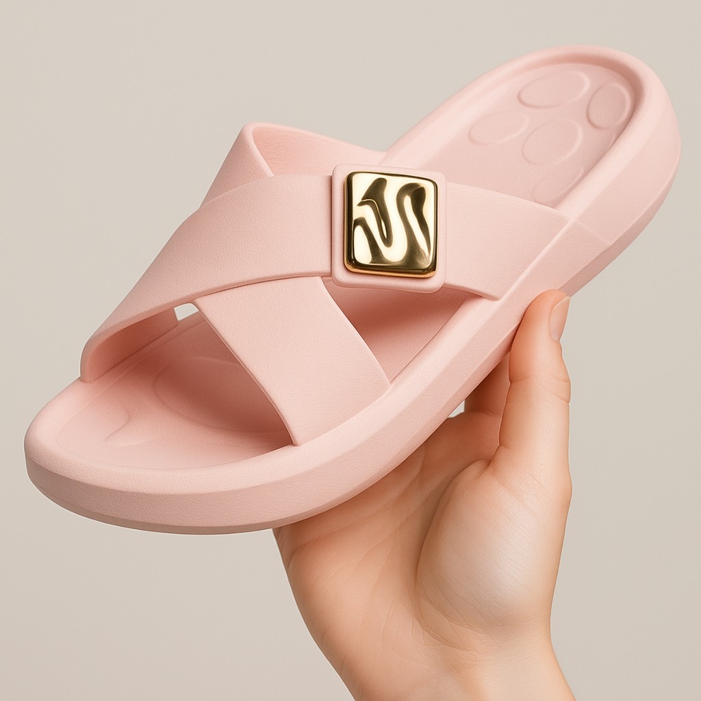 Sandália Feminina Papete Casual e Confortável Com Plataforma Para O Verão - Gold