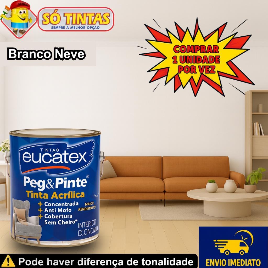 Tinta para Parede Branco Neve 3,6 Litros Pegue e Pinte Acrílica Eucatex Anti Mofo Sem Cheiro Interna em Oferta na Shopee