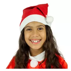 Gorro Papai Noel Infantil em Feltro 30cm
