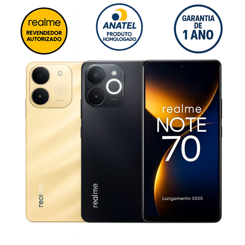 Celular Smartphone Realme Note 70 4G 256/8GB 256/4GB 128GB/4GB Ram Global - Revendedor Autorizado Realme