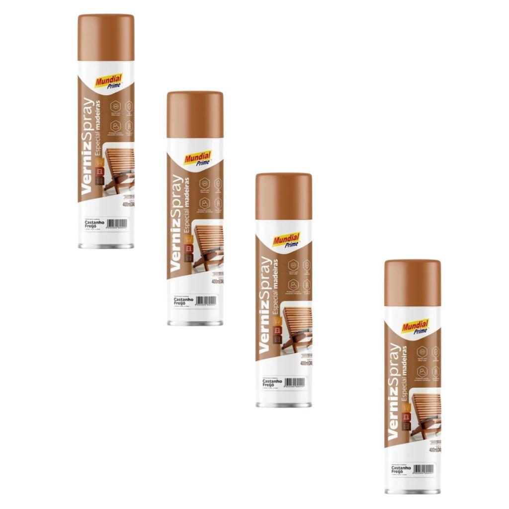 Kit 4 Verniz De Madeira Spray 400ml Proteção UV Castanha Freijó