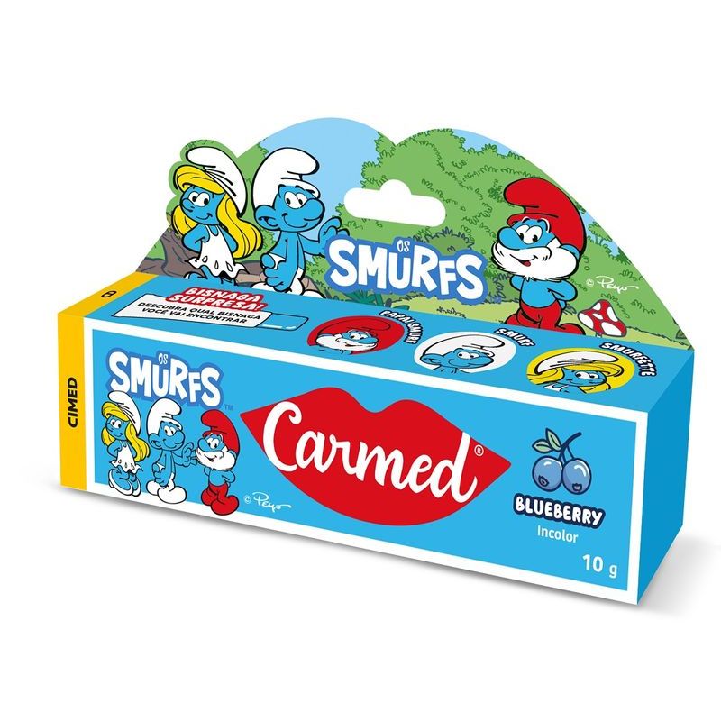 Hidratante Labial Carmed Smurfs Sortido Blueberry Com 10g em Oferta na Shopee