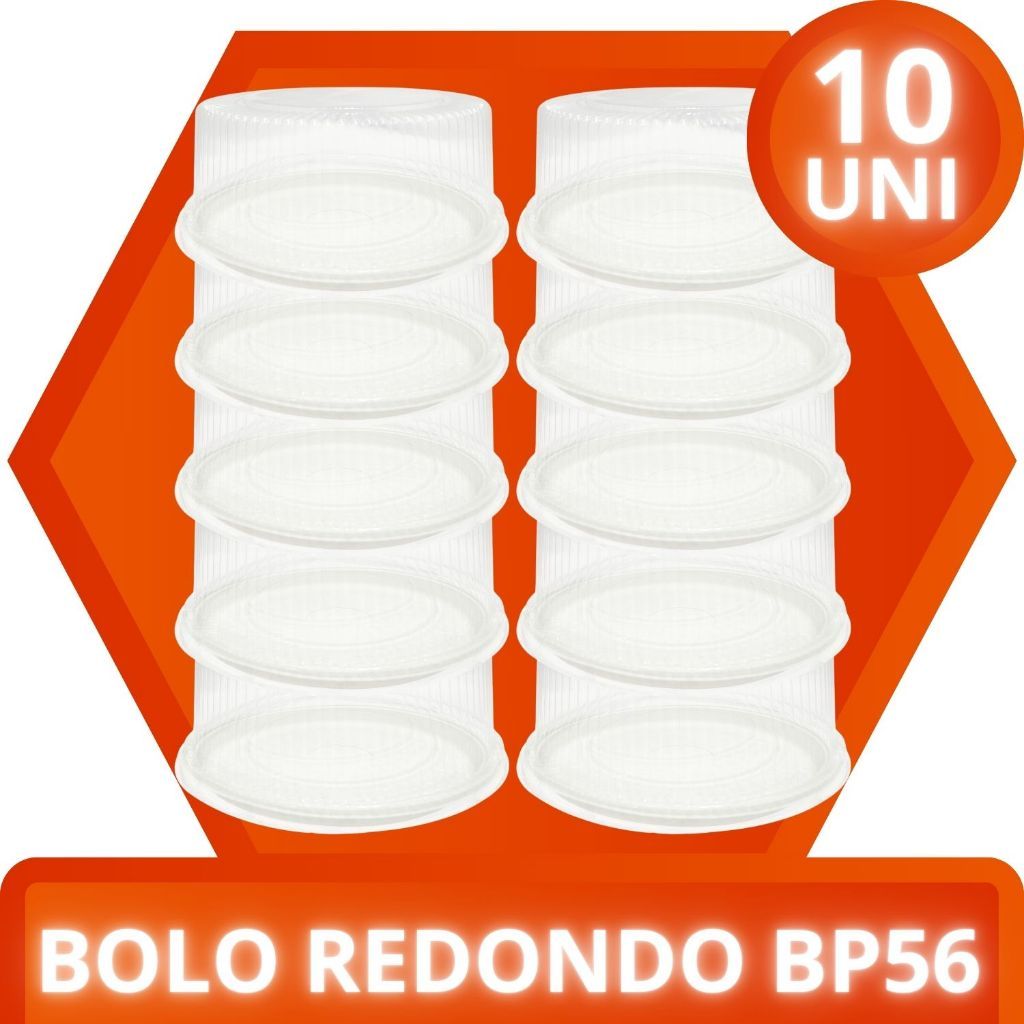 Embalagem Bp56 Plástica Multiuso Redonda Para Bolo Modelo Kit 10 Unidades