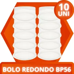 Embalagem Bp56 Plástica Multiuso Redonda Para Bolo Modelo Kit 10 Unidades