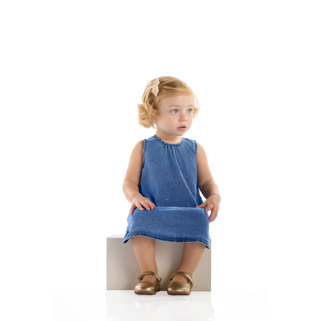 Vestido Regata para Bebê em Jeans Quimby