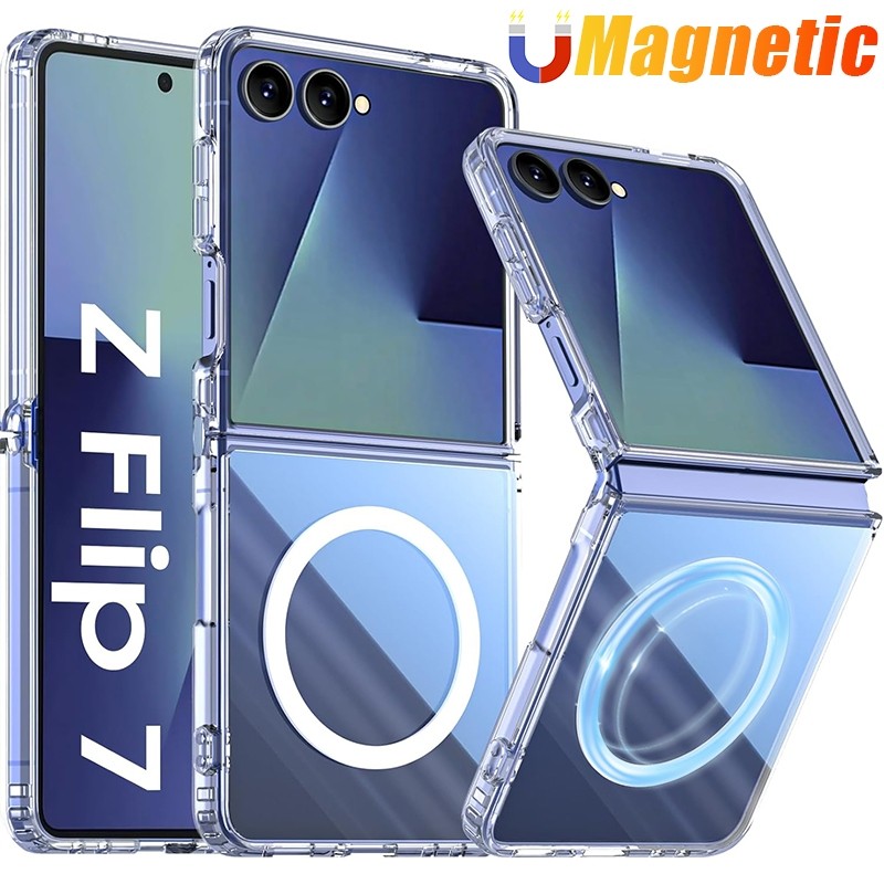 Capinha Capa Para Z Flip 7 Magnética Transparente Anel Magsafe Protetora Anti Impacto Borda Peli Came