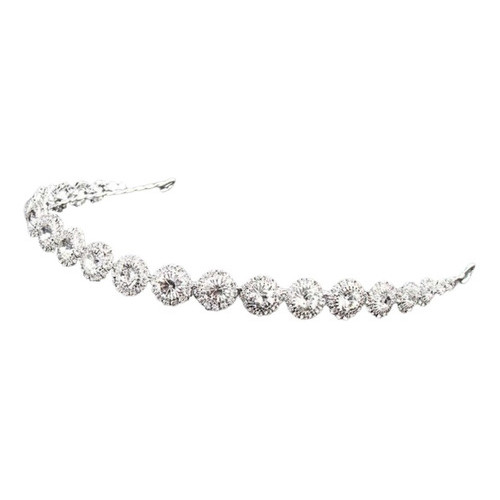 Tiara Enfeite Testeira Cabelo Noiva Dama Prata Strass porta coque