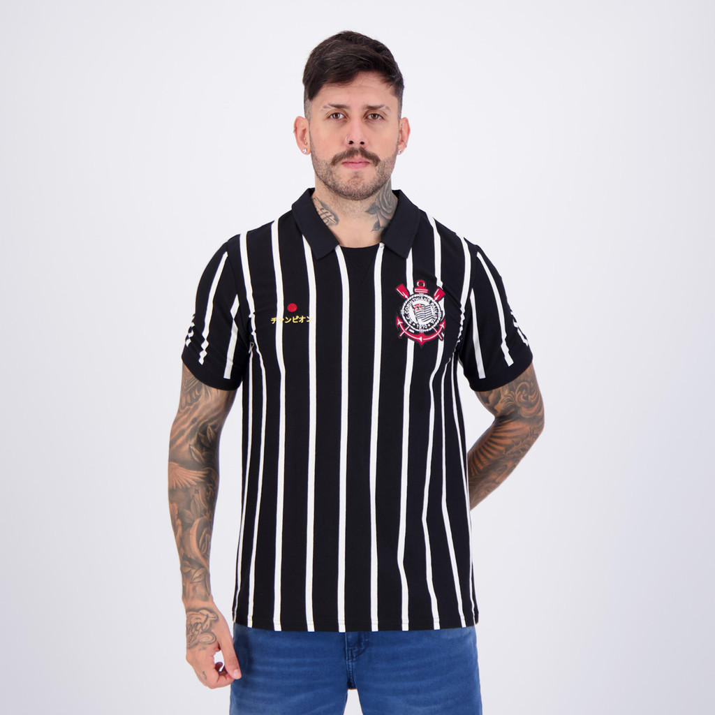 Polo Corinthians Retrô Japão Preta