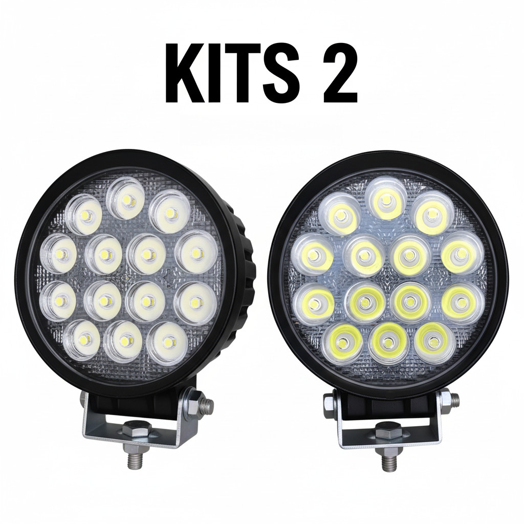 Kits 2 Farol de Trabalho LED 42W 12V/24V IP67 Super Brilhante para Carros e Máquinas