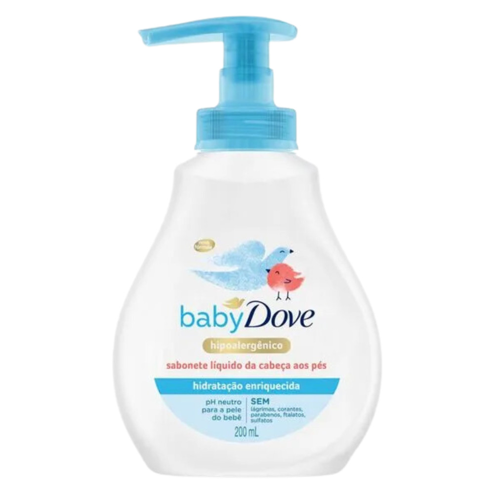 Sabonete Líquido Dove Baby 200ml | Da Cabeça aos Pés | Hidratação Enriquecida em Oferta na Shopee