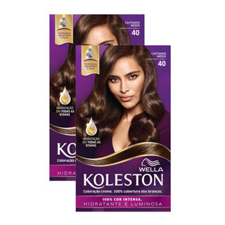 Kit 2 Tintura Creme Koleston Wella Castanho Médio 40 Kit em Oferta na Shopee