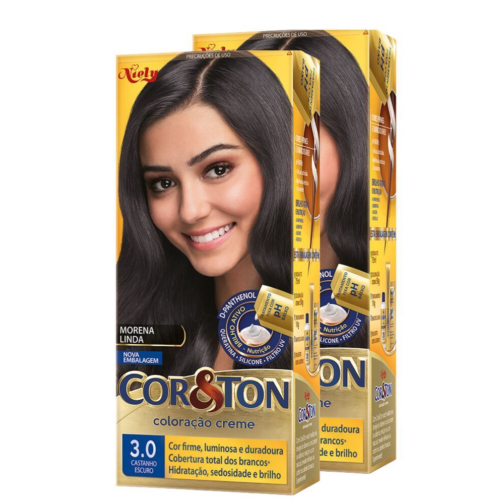 Kit 2 Coloração Niely Cor&Ton Castanho Escuro 3.0 em Oferta na Shopee