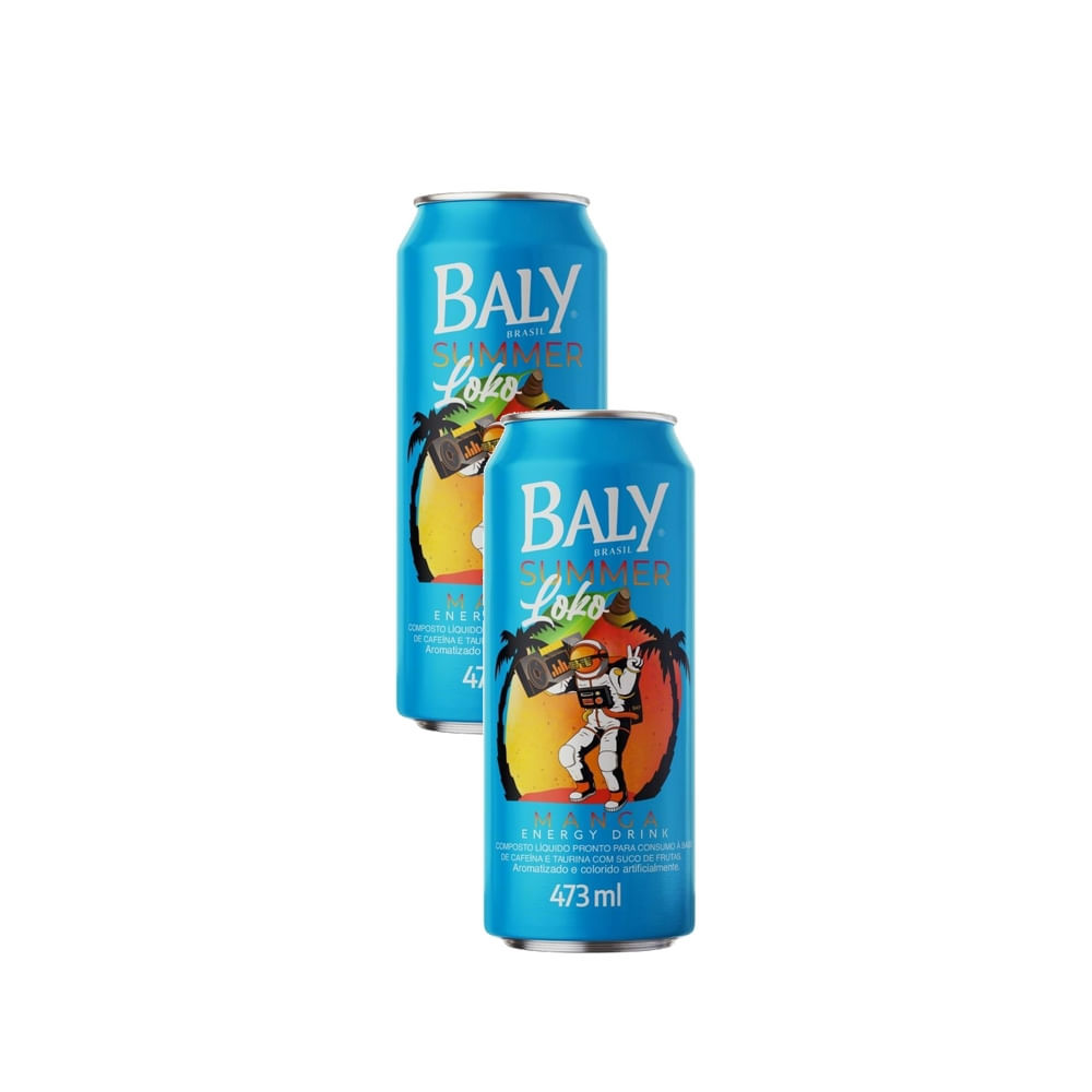 Kit 2 Energético Baly Energy Drink Summer Loko Sabor Manga 473ml