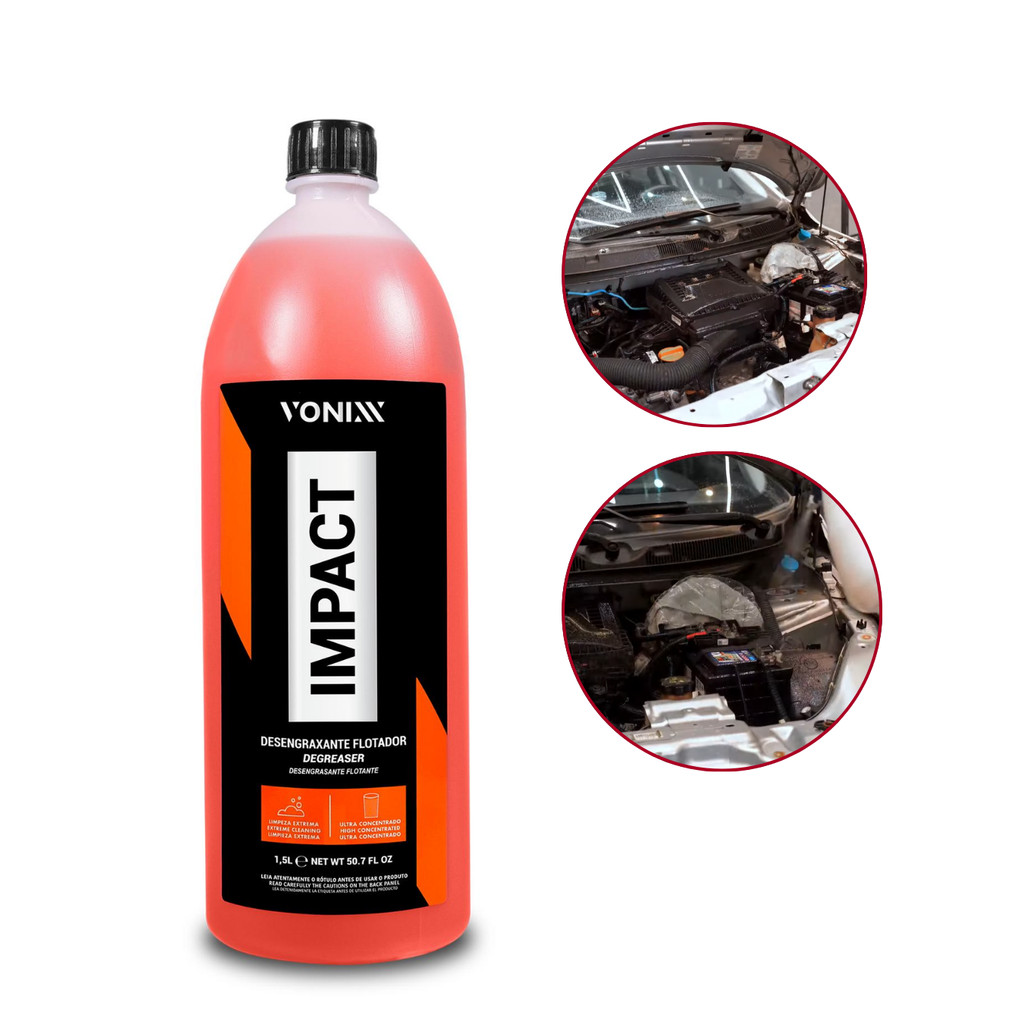 Impact Pré Lavagem 1,5L Vonixx Limpador Universal Motor Caixa Rodas Multilimpador Limpeza Pesada Top