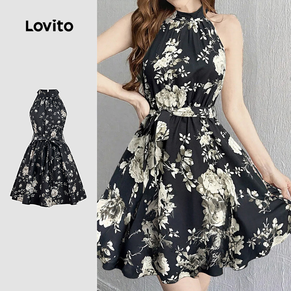 Lovito Vestido Elegante com Cinto para Primavera/verão para Mulheres L164LD194