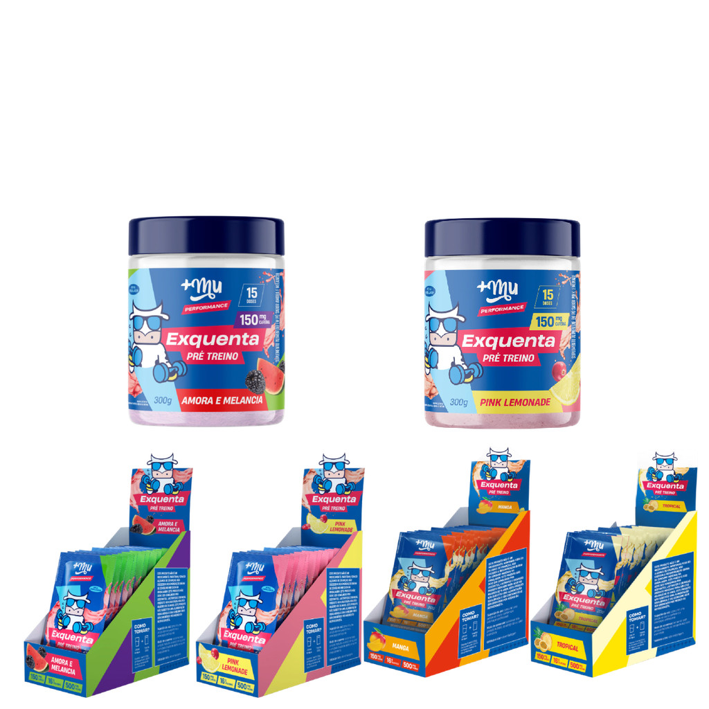 Exquenta Pré-Treino Todos os Sabores Pote e Sachê 300g - Mais Mu