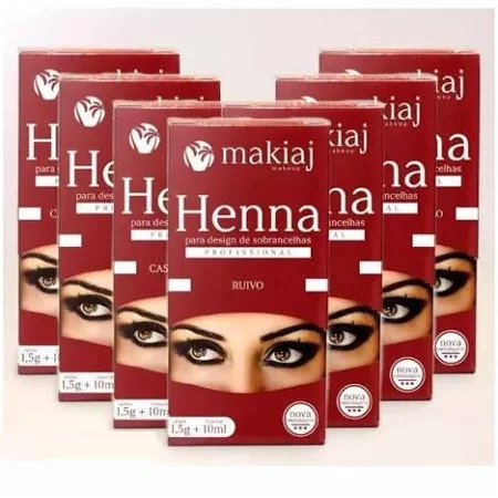 Kit 6 Unidades Henna Sobrancelhas Makiaj | 1,5g + 10ml por Unid. | Cobertura Total, Natural até 15 Dias