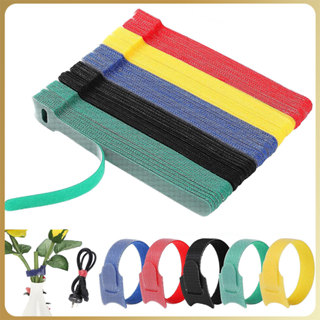 100 peças de abraçadeiras coloridas tiras de fixação de cabos organizadores de cabos com velcro em Oferta na Shopee