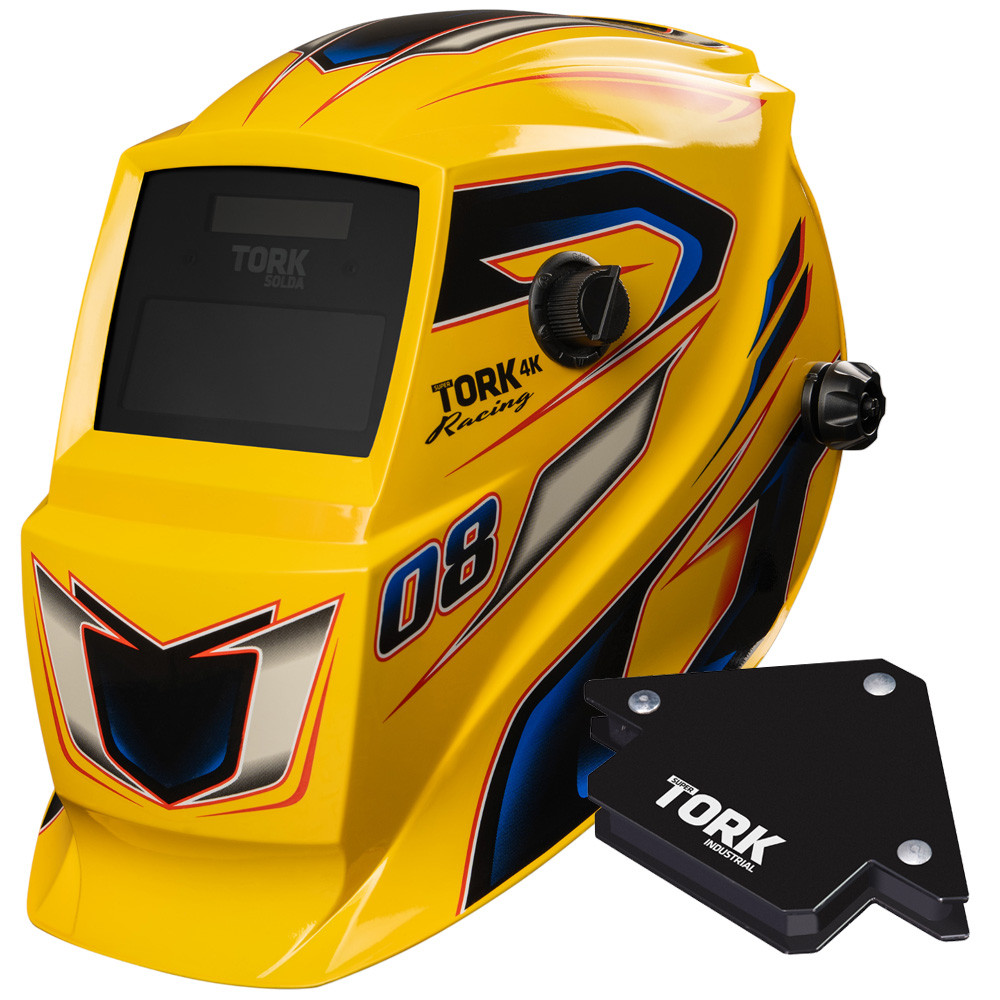 Mascara de Solda Automatica 4K Racing 08 MTR-9008 Tork Com Esquadro Magnetico 12kg Super Tork em Oferta na Shopee