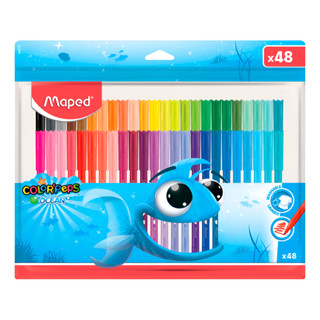 Caneta Hidrocor Canetinha Maped Ocean Polvo 48 Cores Lavavél em Oferta na Shopee