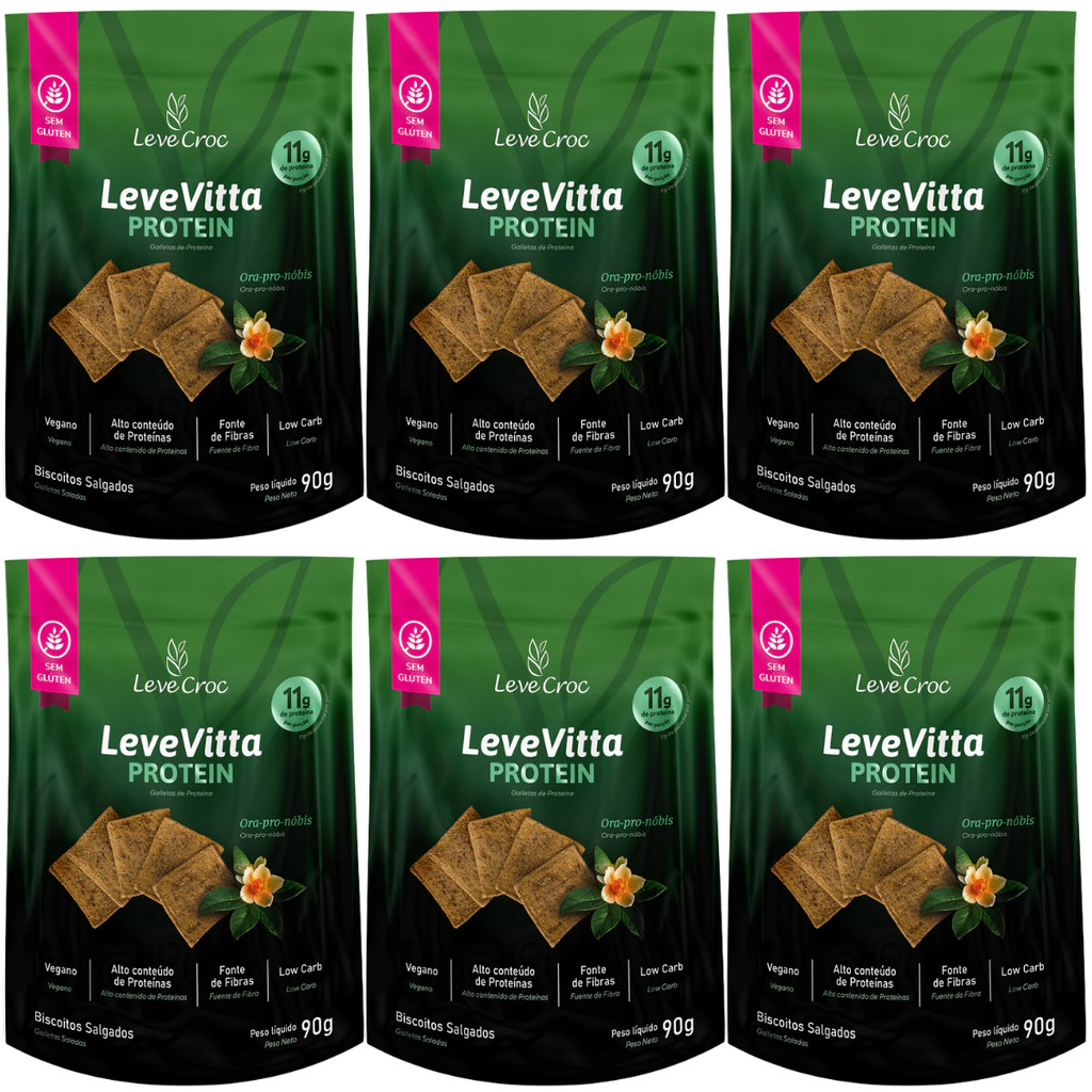 Kit 6 Biscoito Levevitta Protein Ora Pro Nobis 90g Leve Croc