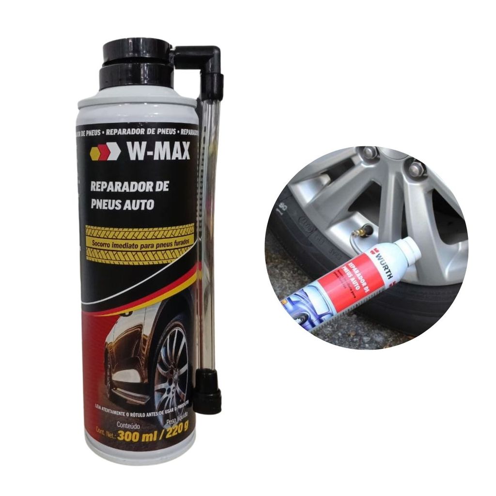 Reparador de Pneus Tapa Furo Instantâneo Auto 300ml W-Max Wurth