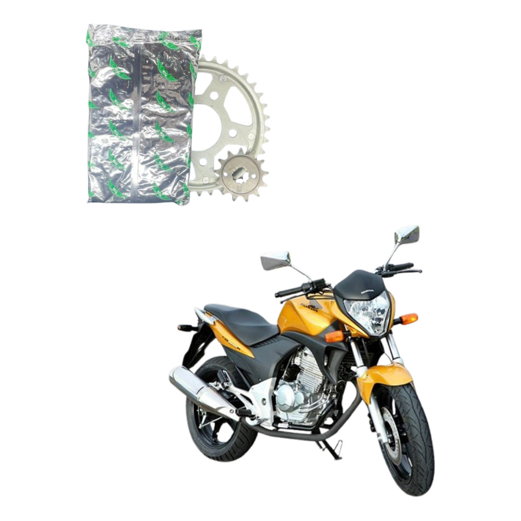 Kit Relação Tração Transmissão Cb 300r 2009 2010 2011 2012 2013 2014 2015 Modelo Original