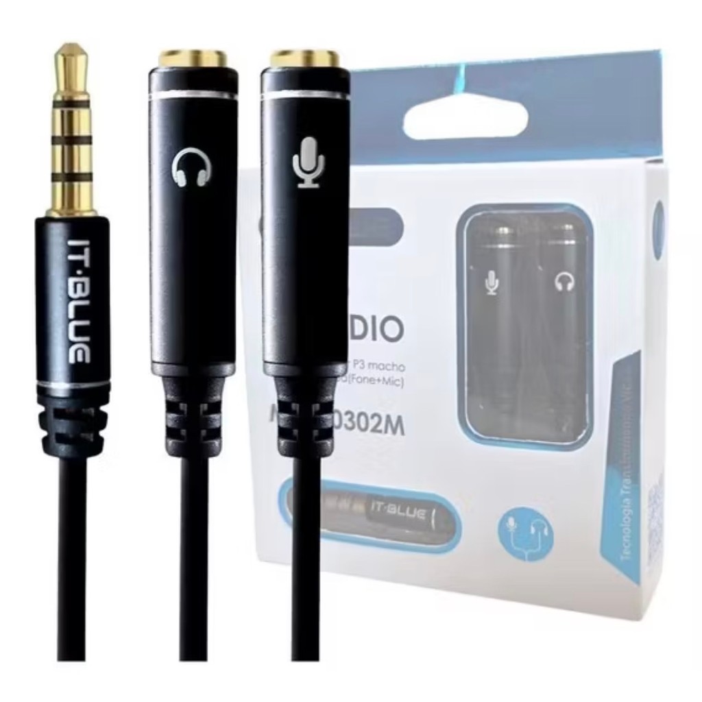 Cabo Adaptador De Audio 2 P2 Femea Para P3 Macho Max-0302m