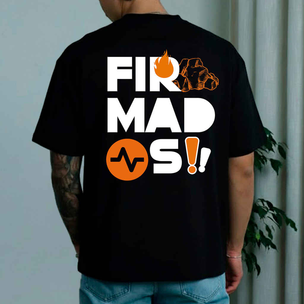 Camiseta Oversized Gospel Firmados Estampa Chama e Rochedo Streetwear Malha Premium Algodão Conforto Masculina