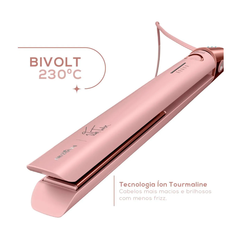 Detalhes do Prancha de Cabelo Bpr04 Bivolt Rosa Viih Tube
