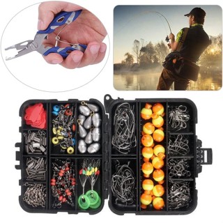 Conjunto de acessórios de pesca com 264 peças e caixa de pesca incluindo alicates anzóis e bóias em Oferta na Shopee