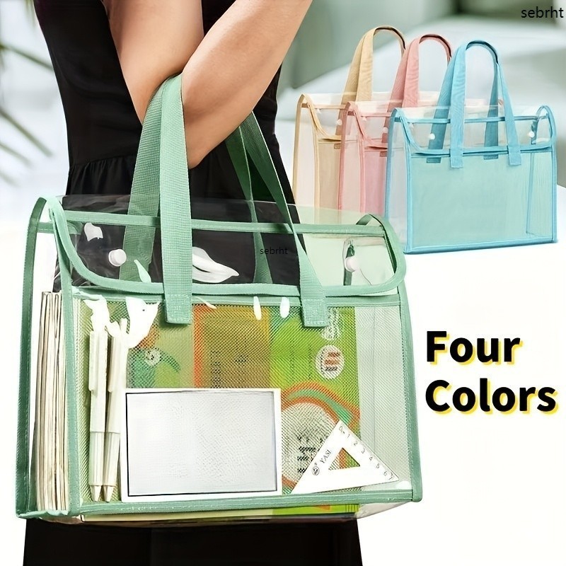 Bolsa Tutorial , Transparente Horizontal De Arquivo Mão Armazenamento À Prova D'água parque de bolsas de praia