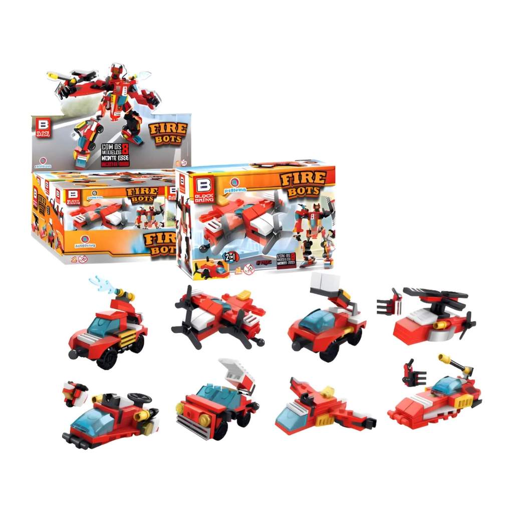 Brinquedo Blocos de Montar Fire Bots Força Máxima Resgate (Sortido e Unitário) Polibrinq - BM038