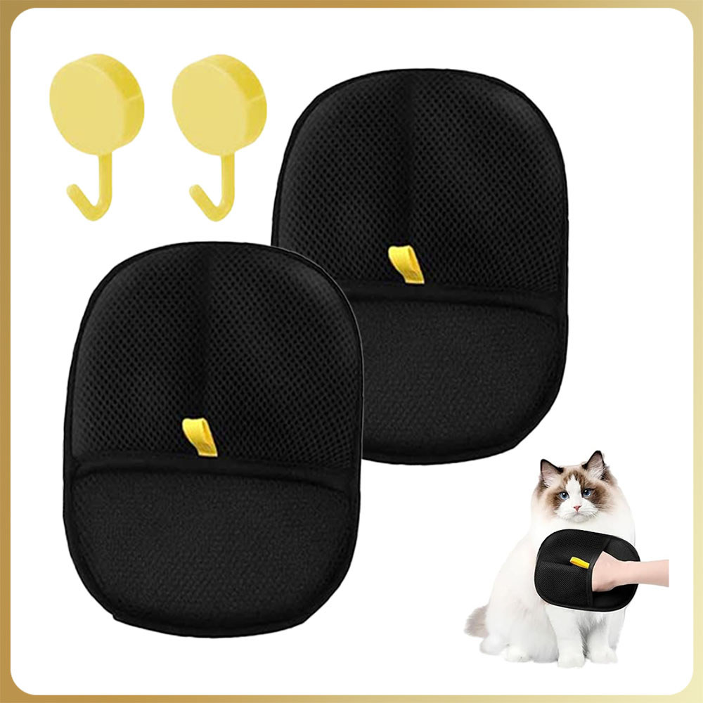 Kit 2 Luvas reutilizáveis para remoção de pelos de gatos e cães para sofás móveis tapetes e assentos de carro - preto em Oferta na Shopee