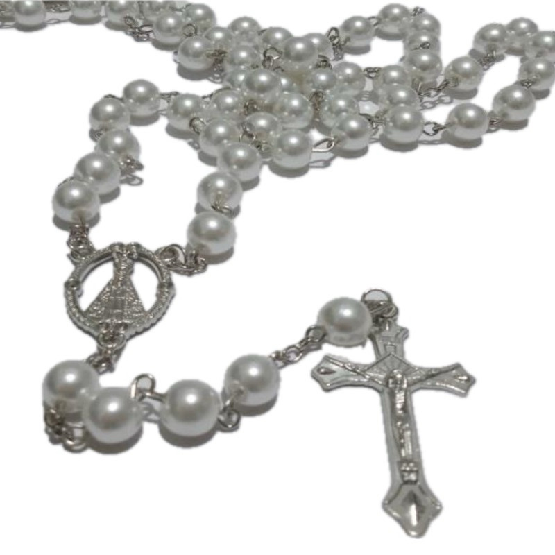 Terço Pérola Nossa Senhora Aparecida Grande em Oferta na Shopee