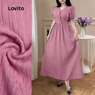 Lovito Vestido Elegante de Jacquard Primavera/verão para Mulheres em Cor de Rosa L158ED400 em Oferta na Shopee
