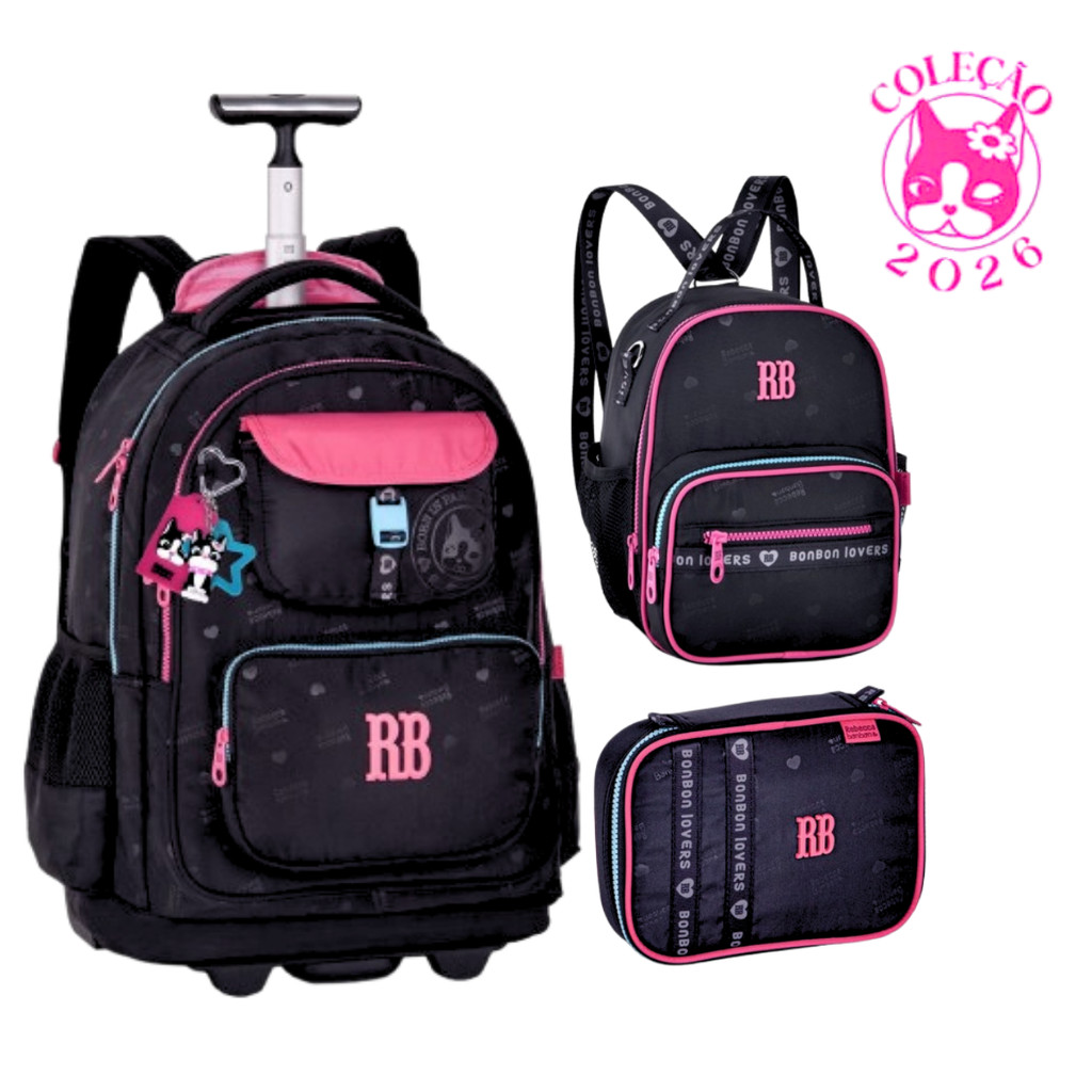 Kit Mochila de Rodinhas com Lancheira e Estojo Rebecca Bonbon Urban Mix em Oferta na Shopee