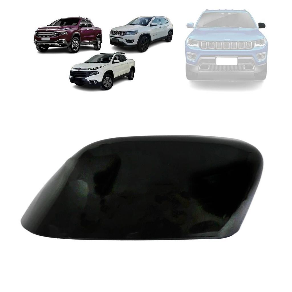 CAPA DO RETROVISOR BLACK PIANO JEEP COMPASS 2017 A 2021 FIAT TORO 2016 A 2021 LADO ESQUERDO