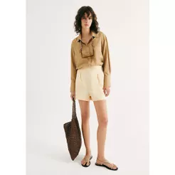 Shorts Feminino Cintura Alta Em Viscolinho