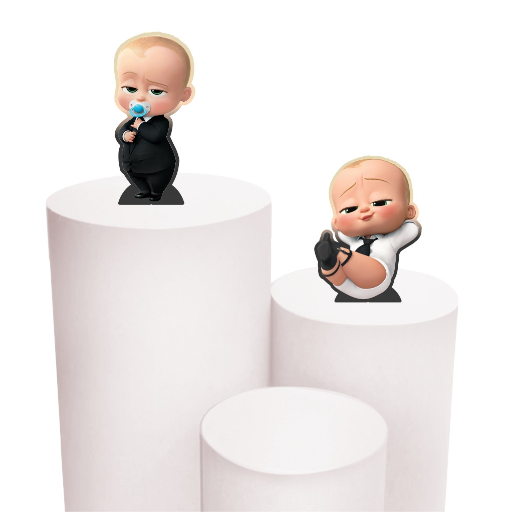 Kit de Display 2 de 20cm Totens para Decoração de Festa Poderoso Chefinho em MDF Cortado a Laser