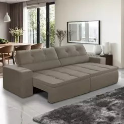 Sofá Retrátil e Reclinável 3 lugares 2,50m com Molas Stella Suede Adonai Estofados