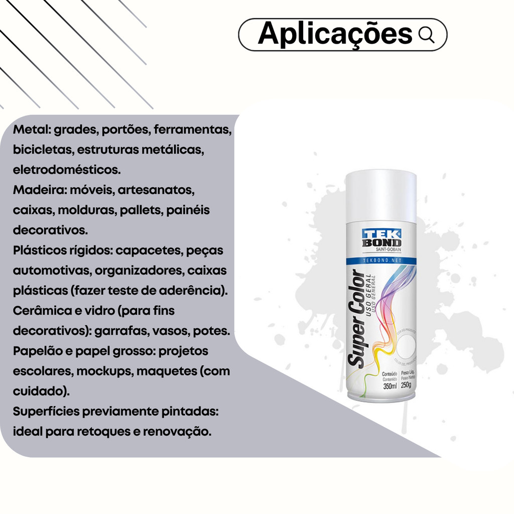 Spray Branco Fosco 350 Ml Uso Geral Tek Bond · foto 2
