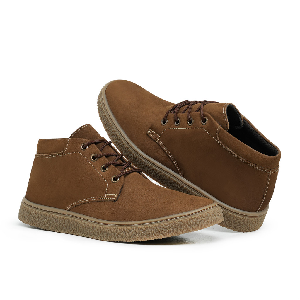 Kit 2 Bota Coturno Masculino Couro Nobuck Social Casual