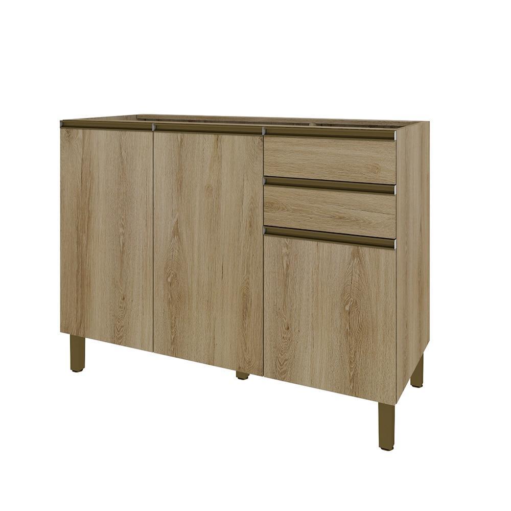 Balcão para Pia Dinamarca 120cm 3 Portas 2 Gav em Oferta na Shopee