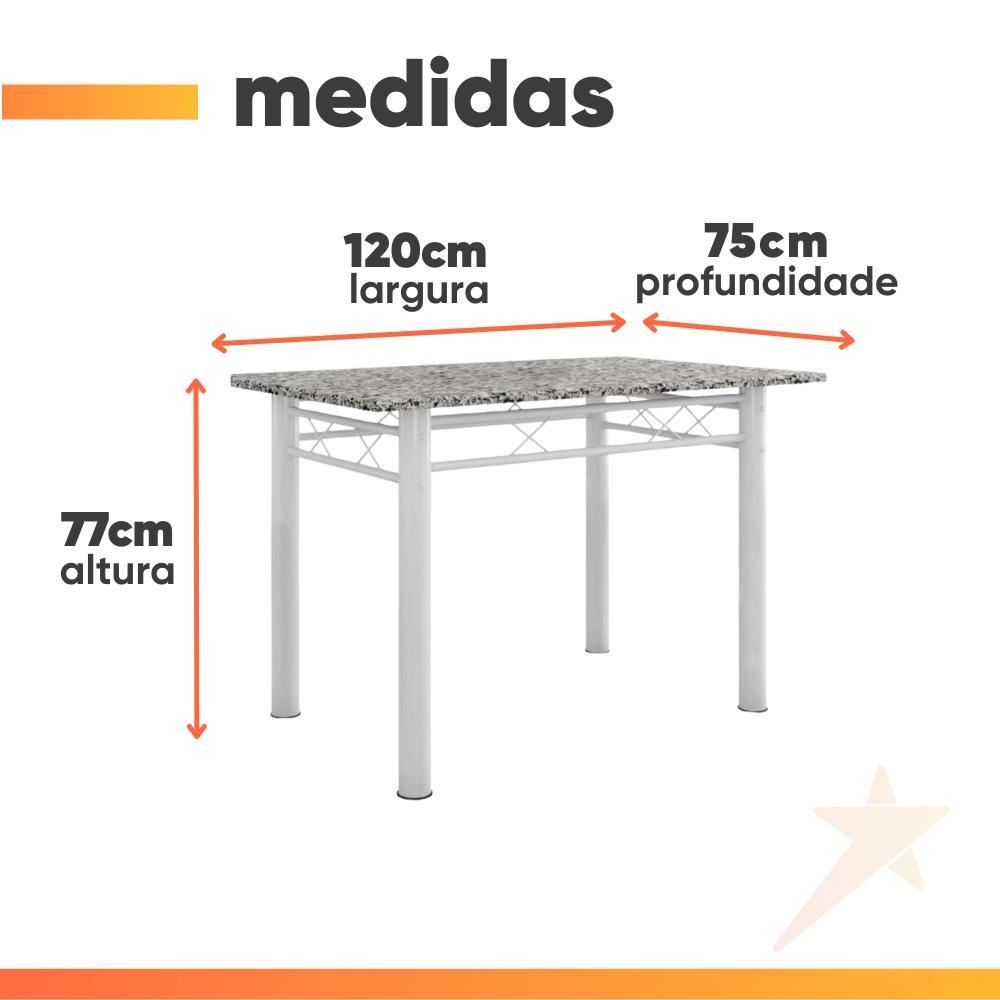 Detalhes do Conjunto De Mesa Itália Com 4 Cadeiras 1,20m Artefamol Branco/ Granito