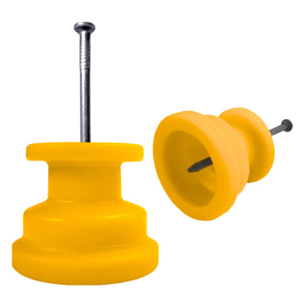 100un Isolador Roldana 36×36 c/ Prego p/ Cerca - Amarelo